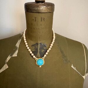 Vintage Nina Ricci Pearl and Turquoise Necklace